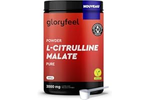 GLORYFEEL L-Citrulline Malate 2:1 en Poudre 100% Pure, Acide Aminé Hautement Dosé, 3000 mg de Citrulline par Dose Quotidienne (125 Portions), Booster Musculation et Fitness, Testé en Laboratoire, Vegan