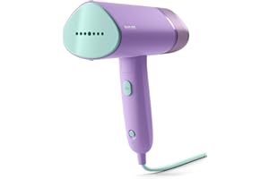 Philips 3000 Series Handheld Steamer - 1000W, 20 g/min Steam, Detachable 100ml Water Tank, Plastic Plate, Storage Pouch Included, 630 g Light Weight, Purple (STH3010/30)