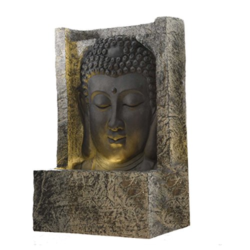 Hübscher LED Buddhabrunnen | Maße: 28x13.5x40cm | für Außen geeignet | Typ B Gesicht