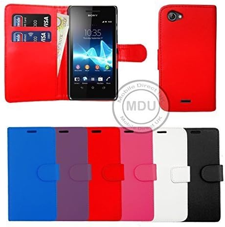 PU LEATHER WALLET BOOK FLIP SIDE OPENS CASE COVER FOR SONY XPERIA E / EXPERIA E (BLACK)