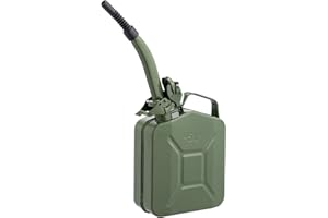 HOBBYZOO Jerrican Bidon Essence 5L Métal avec Bec Verseur, Réservoir Carburant Portable pour Essence, Diesel et Bioéthanol (Vert)