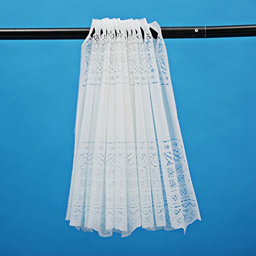 KING DO WAY Scheibengardine&Klein Kaffee Vorhang mit Französischen landhausstil Café Vorhang voile net setzt Fenstertür panel dekor, Home Dekoration Kitchen/cafe Curtain, H*B 45*150cm Weiß - 7