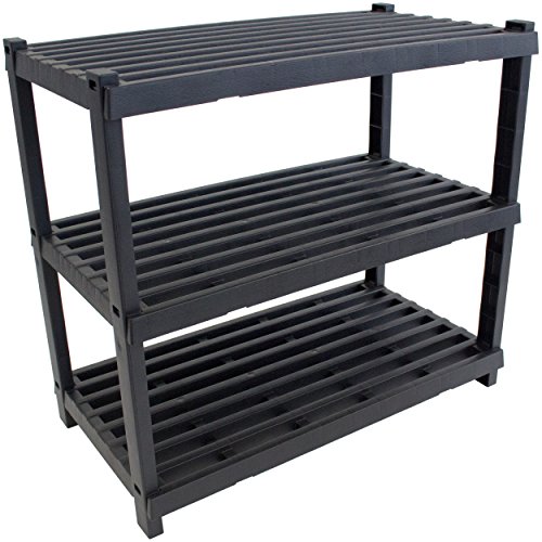 Oxid7® Schuhregal mit 3 Böden, Schuhaufbewahrung, Schuhständer in 3 stöckiger Ausführung aus Kunststoff schwarz 52x29x48 cm