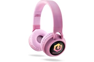 PowerLocus Cuffie Bluetooth per Bambini, Cuffie Over-Ear Senza-Fili per Bambini, Limitatore audio a 85 dB, con LED, Pieghevole, Con Microfono, Micro SD, Sacchetto da Trasporto per Viaggio/Telefono/PC