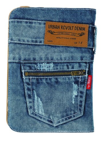 Trust Universal Jeans Folio Stand 17,8 cm (7 Zoll) bis 20,3 cm (8 Zoll) für Tablet blau - 6