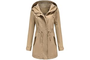 CHIGUOMAOYI Mujeres Casual Ligtweight Militar Chaquetas Anorak Utilidad Cintura Alta Cordón Zip Up Capucha Abrigo