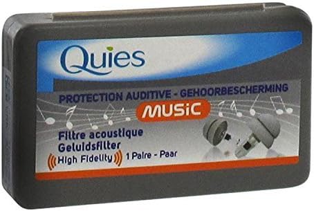 Quies Music High Fidelity Ear Plugs - Ear Protection - High Fidelity Earplugs For Musicians, Concerts, Drummers, Dj & Clubbing - One (1) Pair. Reusable, Standard Size