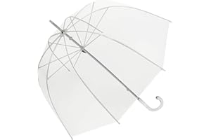 VON LILIENFELD Paraguas de Iluvia Largo Clásico Transparente Translúcido Melina Blanco