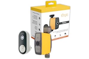 Kit d'arrosage Connecté-Inclus Robinet avec Hub/Prise Longue portée pour Jardin, Konyks Hydro, Commande Via APP, Google Home & Alexa-Scénario domotique Jaune/Gris
