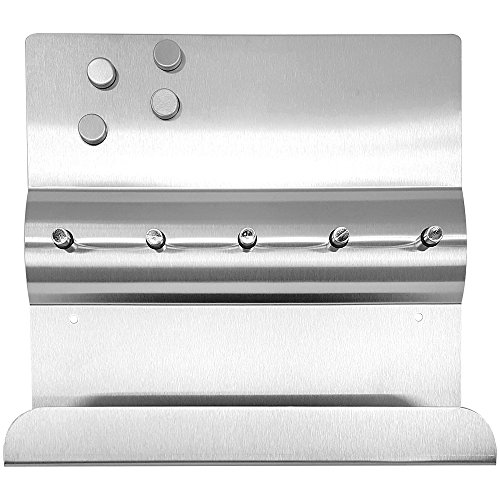 COM-FOUR® Edelstahl Schlüsselleiste mit Ablage und Magnetwand - 3