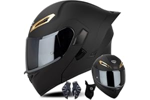 CNNGU Modularer Motorradhelm Mit Handschuhen Und Gesichtsschutz, Flip Up Helm Erwachsener Motorradhelm Mit Doppelvisier, ECE-geprüfter Helm Für Männer Und Frauen