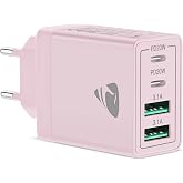 Aioneus USB C Charger, 40W Quick Charge Charger 4 Ports USB Plug with Double PD USB-C and QC3.0 USB-A, Mobile Charger Multipl