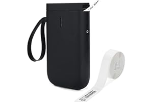 Binardat Imprimante d'étiquettes Portable D11 avec Rouleau de Papier, imprimante sans Fil Bluetooth 15 mm, nom Facile à Imprimer, Texte, étiquettes de câble, étiquettes de Prix, Code-Barres (Noir)