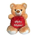 Ultra Happy Birthday Pouch Holding Teddy, Red