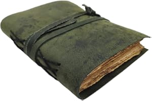 OVERDOSE Deckle Diario De Cuero Verde - Diario de viaje vintage para hombres y mujeres Diario de escritura de bocetos Cuaderno de bocetos Libro de sombras Papel - 6 x 8 pulgadas | 20 x15 cm | A5