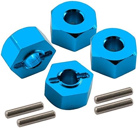 Yiguo 12mm Aluminum Hex Wheel Hub Mount and Pins for 1:10 Traxxas Slash 4x4 Blue Set of 4