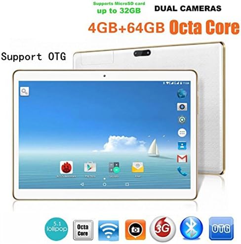 10.1" 3G Diadia Phablet 8-core 64GB ROM 4GB RAM Phone Android 6.0 Lollipop Tablet PC, Unlocked Dual Sim Card Slots, Bluetooth, GPS, WIFI, Resolution 2560 * 1600 display IPS Screen (Black)