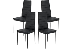LEADZM Lot de 4 Chaises de Salle à Manger, Siège Rembourré épais, Dossier Ensemble Chaises de Cuisine (Schwarz, Lot de 4)