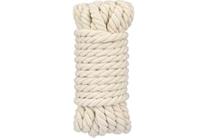 jijAcraft 14MM Thick Cotton Rope, 10M White Noose Soft Rope, Macrame Cord for Wall Hanging, Garden Plant Hanger, Knitting, Home DIY Crafting Decoration
