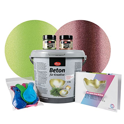 Beton Set für große Windlichter -Rosé Gold / Avocado- Beton-Set für kreative Windlichter, Kreativ Beton, Beton für Kreative, Beton Windlichter, Beton Schalen, Bastelbeton, Beton zum Basteln, Gießbeton, Maya Gold Viva Decor