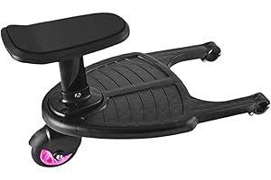 Linsition Kidd y Board, Kinderbuggy Trittbrett Kinderwagen Rollbrett mit Sitz-Stehbrett für 3-7 alte Jahre Kinder (55 Pfund), kompatibel mit Fast jedem Buggy und Kinderwagen 33x42x25CM