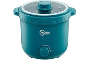 ANJIELO SMART Arrocera pequeña con vaporizador de arroz, antiadherente, extraíble, mini olla de arroz para 1-2 personas, incluye taza medidora y espátula (0,8 L, verde)