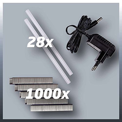 Einhell Bastel Set TC-TK 3,6 Li (Lithium-Ionen, 3,6 V, Tacker, Heißklebepistole, inkl. Ladegerät, inkl. 1000 Klammern, inkl. 28 Heißklebestifte) - 4