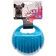 M-PETS Arco Ball, Durable Fetch Toy with Built-in Squeaker, Textures Prevents Plaque, Tartar, Handle for Easy to Grab & Toss, for Chew, Exercise, Suitable for Dogs, Puppies, Blue, Medium