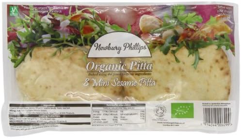 Newbury Phillips Organic Mini Sesame 8 Pitas (Pack of 7, Total 56 Pitas)