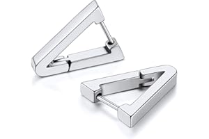 FOCALOOK Pendientes Hombres Acero Inoxidable 316L Pendientes Hip Hop Pendientes Hipoalergénicos Oreja Joyería Simple Minimalista de Moda Regalo Padre