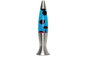 Easylight Lavalampe Glas Aluminium in Silber Blau Rot Jugendzimmer H:40 cm G9 inkl. Leuchtmittel Retro Tischlampe Wohnzimmer ANGELINA