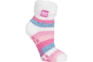 HEAT HOLDERS Ladies Lounge Feather Turn Over Cuff Socks with Grips Pack of 1