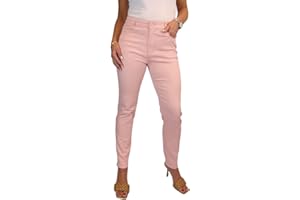 PAULO DUE Womens Slim Leg Stretch Cotton Twill Jeans High Waist Solid Colour 10-22