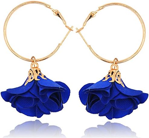 Dana Carrie Wild fabrics stereo ear flowers fall into an ear ring simple petal earrings ear nail Royal Blue