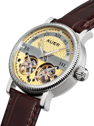 AUER Classic Collection BA-511-BrSBrL Herren Automatikuhr 2 offene Unruhen