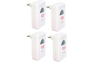 REVOLUTIONLINE Pack de 4 Unidades Pest Repelente contra Insectos | 4 Ahuyentadores Ultrasónicos de Insectos | Repelente Insectos, Roedores, Mosquitos, Cucarachas mediante ultrasonidos | Cobertura hasta 200m²