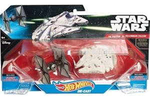 CAVERNEDESJOUETS Coffret 2 vaisseaux Starfighter - tie Fighter + Le millenninum Falcon 7.5cm - The Force Awakens - véhicule Engin - Set pour Star Wars + Carte Tigre