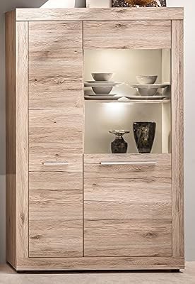 Maisonnerie 1505-037-87 Vitrine Armoire Chêne Sable LxHxP 97x37x150 cm