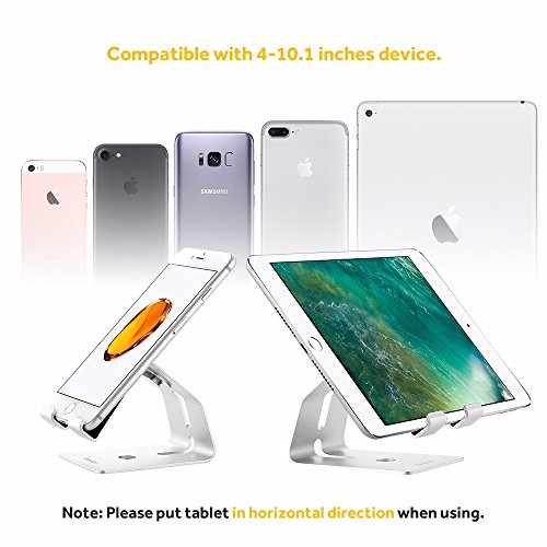 Easyacc Universal Handy Halterung Tablet Ständer Apple Watch Halter für iPhone 7 / 7P / Samsung Galaxy S8 / S8 Plus / iPad 9.7 2017 / iPad Air/ Mini / E-Book, Aluminium Handy Halter Schreibtisch Halter für Haus, Büro, Schlafzimmer und mehr, Passend für 4-10.1 Zoll Geräte – Silber - 4