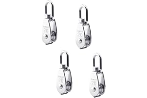 STOUCLA Bloczki do lin, krążek ze stali nierdzewnej 304, bloczek, krążki linowe, krążek linowy fitness nośność 75kg, bloczek, wciągacz bloczka, do lin podnośników linowych, statków, jachtów, 4 sztuki, M20