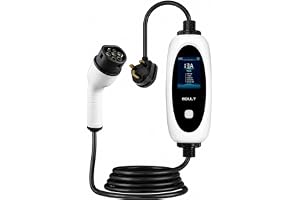 Portable EV Charger UK Plug, 3kW, Type 2 GCC Connector, IP65 Weatherproof, LCD Display, 13A UK Plug, 5m Cable, for GCC Electric Vehicles