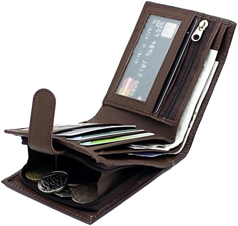 RAS® Men's Soft Brown Smooth Genuine Leather Wallet With A Side Zipped Coin Purse (Brown) #42