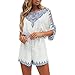 Produktbild GJKK JumpsuitDamen Sommer kalt aus Schulter Gedruckt Patchwork Kurz Strampler Elastische Taille Playsuit Shorts Overall Romper Jumper Bodysuit Hosenanzug Strand Spielanzug (A, L)