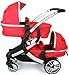 iSafe Tandem Pram me&you - Warm Red (Red) + All Raincovers