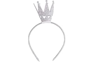 KFZR Girls Shiny Crown Hairband Princess Alice Bands For Women Baby Kids Toddler Party Birthday Rhinestone Headwear Gold Silver Hot Pink (Silver)