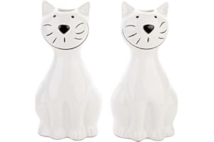 MAXIMEX WENKO Nawilżacz powietrza kot – zestaw 2 szt., ceramika, 10,5 x 21 x 5,5 cm, biały