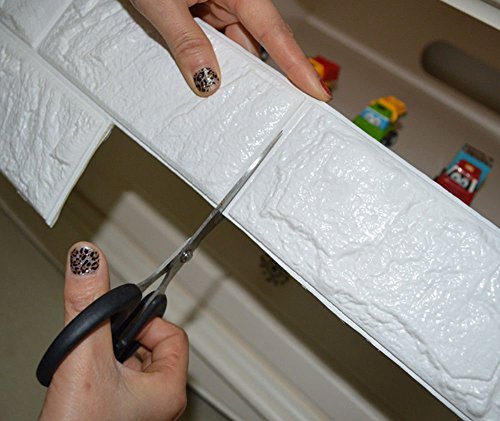 5pcs 77X70cm 3D Ziegelstein PE-Schaum DIY Wand-Aufkleber Selbstklebendes Tapete, weißes Ziegelstein-Tapete, 3D Wand-Verkleidungen - 4