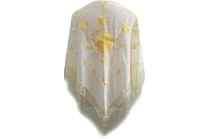 BRANDELIA Mantones de flamenca mujer Estilo Mantón de Manila Mantones bordados Mantón grande típico baile flamenco Feria de Abril Sevilla El Rocío