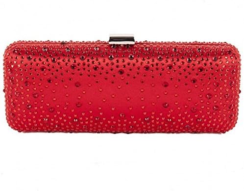Clutch bag, Edda red, Satin Studded, Dimensions in cm: 21 L x 9 H x 4 P