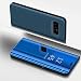 Produktbild Luxus Spiegel Hülle für Galaxy A3 2017, Girlyard PU Leder Flip Hülle mit Hart PC Bumper Ultra Slim Clear View Electroplate Plating Design Schutzhülle Standfunktion Magnetverschluss für Samsung Galaxy A3 (2017) A320F - Blau
